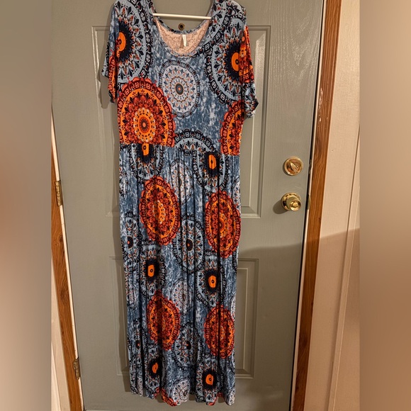 Bishuige Women’s Maxi Dress – 2XL – Boho Mandala Print – With Pockets - Picture 1 of 2